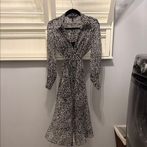 White House Black Market Monochrome Animal Print Dress